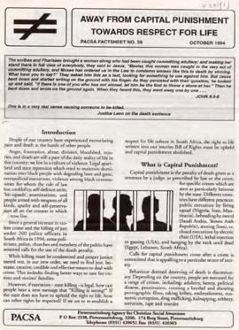 Away from capital punishment towards respect for life, factsheet no 39