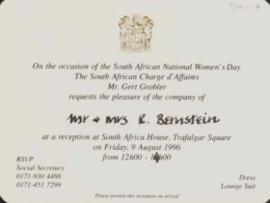 Reception at South Africa House, London, on the occasion of the South African National Women's Day