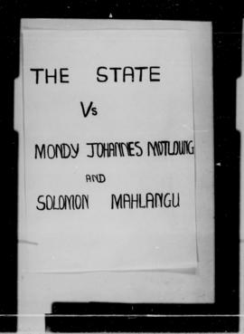 State vs Mondy Johannes Motloung and Solomon Mahlangu (neg.)