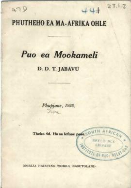 "Pui Ea Mookameli" (Message from the Chair Person) D.D.T. Jabavu