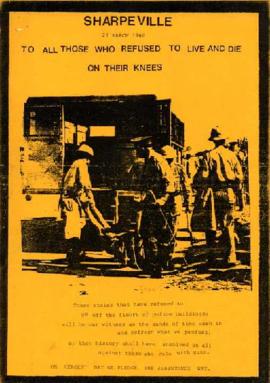 Azanian Peoples Organisation (AZAPO): Pamphlet Sharpeville; to all those who refused to live and ...