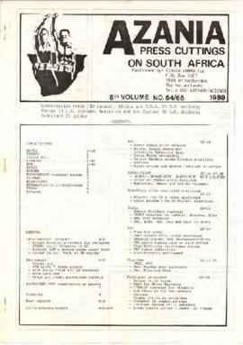 Azania Committee: Azania Press Cuttings 8th Volume No 64/65 1989