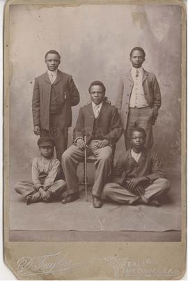 S T Plaatje (centre) with brothers? 'Front right: James? Mafeking