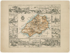 Detailed map of St. Helena by POW Cpt. De Framond, with pen and ink sketches and other maps