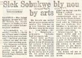 Transvaler: Transvaler: Siek Sobukwe bly nou by arts / Sick Sobukwe now stays with physician