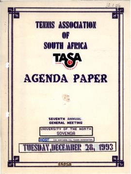 Agenda of the Seventh Annual General Meeting, University of the North, Sovenga, 28 December, 1993
