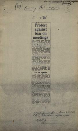 Source Material: Press Clipping re Ban on Meetings