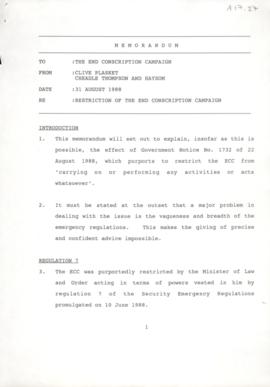 Memorandum re. Restriction of the ECC