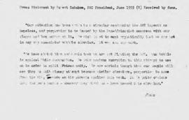 Robert Sobukwe: Press statement June 1959