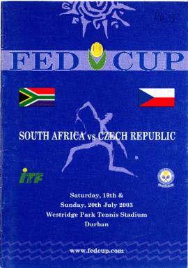 Fed Cup brochure issued for the match between South Africa and Czech Republic, 19-20 July 2003