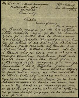 Letter addressed "Corneluis Maseloanyana"