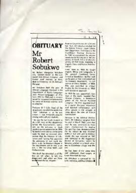 The Reporter: Obituary: Mr Robert Sobukwe