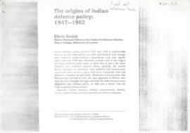 Publication: The Origins of Indian defence policy