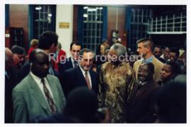 Benjamin Pogrund with Nelson Mandela at a function in the William Cullen Library at Wits Universi...