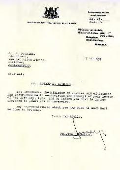 Officer Commanding, Robben Island: Letter to B Pogrund from Officer Commanding, Robben Island