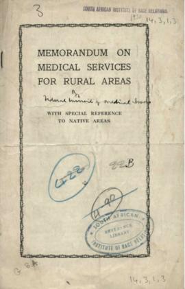Memorandum on medical services for rural areas