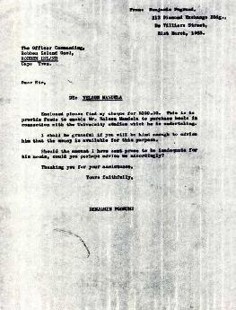 Benjamin Pogrund: Letter to Officer Commanding, Robben Island enclosing R100 for books for Nelson...