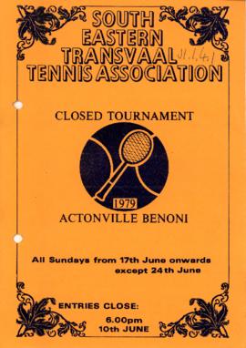 South Eastern Transvaal Tennis Association Closed Tournament, June, 1979